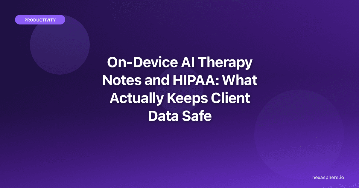 On-Device AI Therapy Notes and HIPAA: What Actually Keeps Client Data Safe